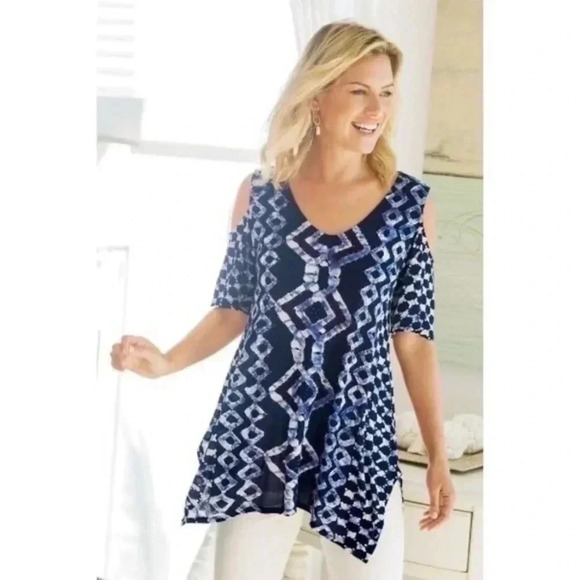 Soft surroundings talia cold shoulder tunic Small - Picture 1 of 8